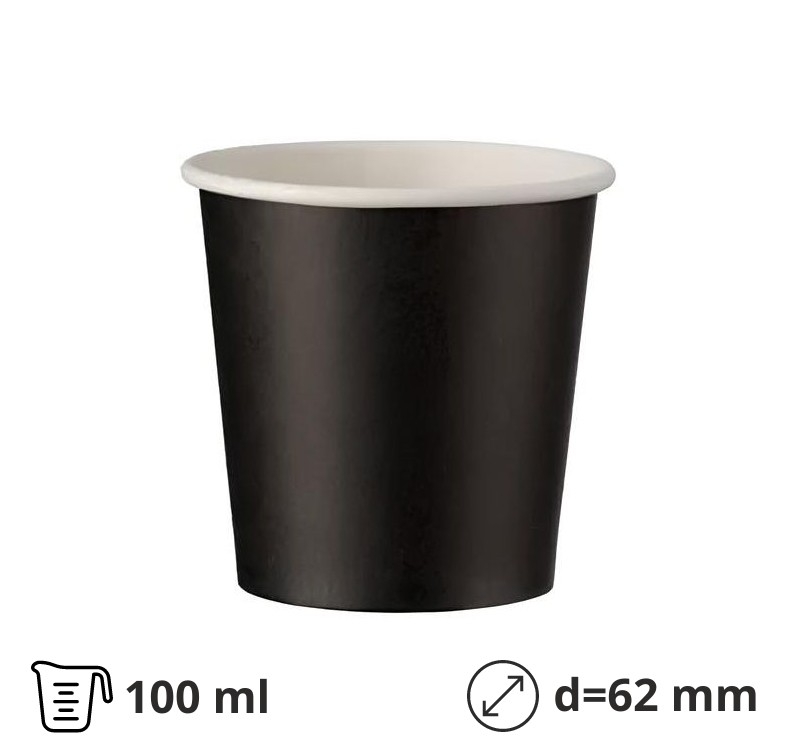 Papirna čaša 100 ml d=65 mm 1-sloj, сrni SUP, 50 kom