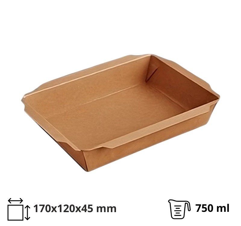 Papirnata posuda za poklopcem 750 ml top size 170x120x45 mm kraft/kraft 50 kom (komplet)