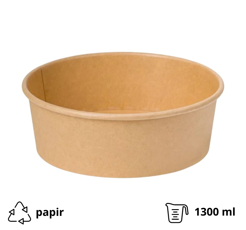 Papirnata posuda 1300 ml d=187 mm h=69 mm, kraft 50 kom