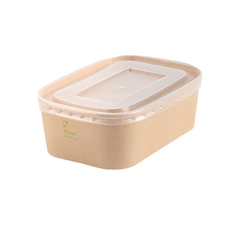 Papirnata posuda 750 ml 170х120х60mm kraft s poklopcem [300 kom/pak]