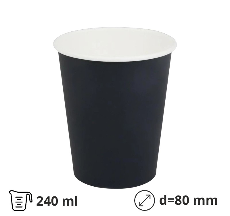 Papirna čaša 240 (280)  ml d=80 mm 1-sloj, сrni SUP, 50 kom