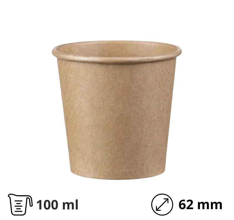 Čaša papirnata 1-sl 100 ml d=65 mm kraft SUP 50 kom