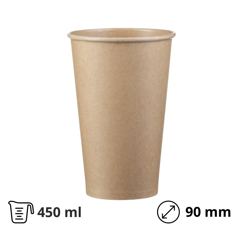 Čaša papirnata 1-sl 450 ml d=90 mm kraft SUP 50 kom
