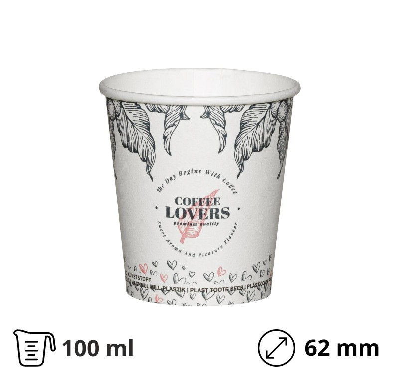 Čaša papirnata 1-sl 100 ml d=62 mm Coffee Lovers SUP 50 kom