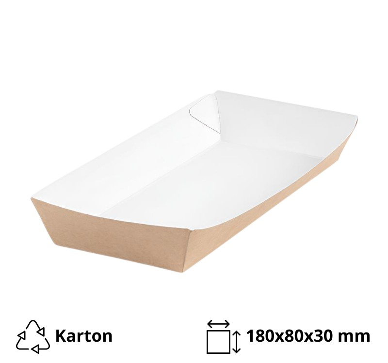Kartonskа kutija za pomfrit 430 ml 180х80х30 mm kraft/bela [200 kom/pak]