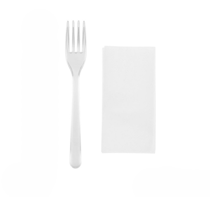 Komplet 2 plastični (viljuška, salveta) u posebnom pakovanju transparentan [100 kom/pak]