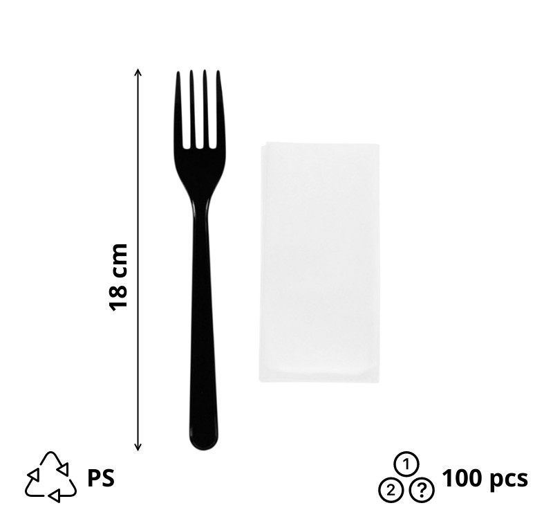 Komplet 2 plastični (viljuška, salveta) u posebnom pakovanju crna [100 kom/pak]
