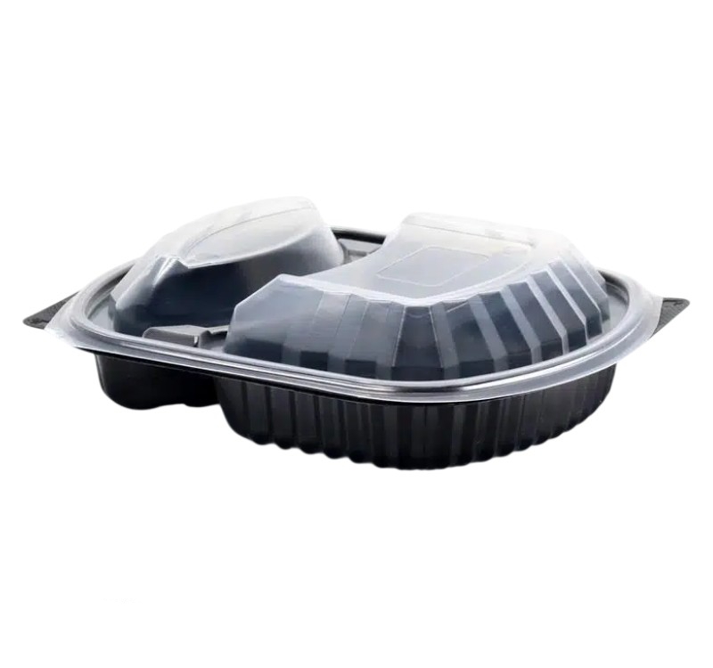 PP posuda sa poklopcem 240х204×68 mm 640/330 ml dvodelna crna [100 kom/pak]