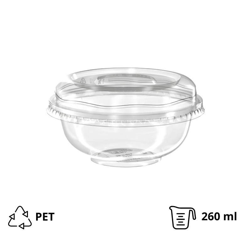 Čaša za desert PET sa poklopcem 260 ml d=118 mm h=45 mm, 50 kom (komplet)