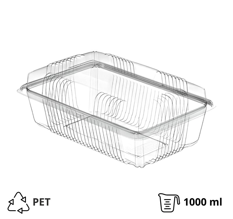 Posuda sa poklopcem PET 1000 ml 212×150×70 mm [100 kom/pak]
