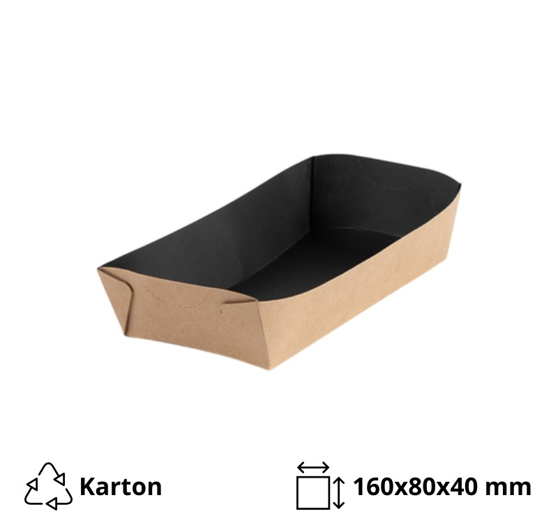 Kartonska kutija za pomfrit 510 ml 160х80х40 mm kraft/crna [600 kom/pak]