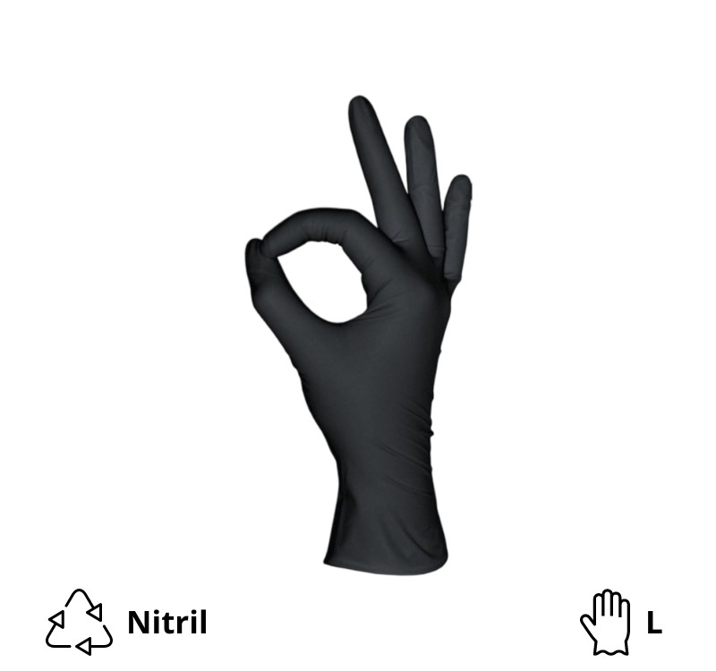 Rukavice nitril crne L 100 kom/pak