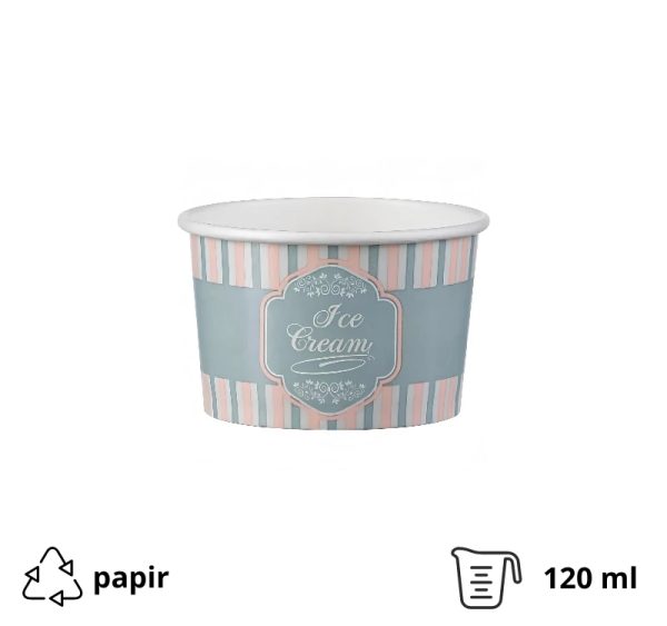 Papirnata skodelica 120 ml (4oz) ICE CREAM design d=7,7cm, h=4,8cm