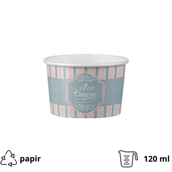 Papirnata skodelica 120 ml (4oz) ICE CREAM design d=7,7cm, h=4,8cm