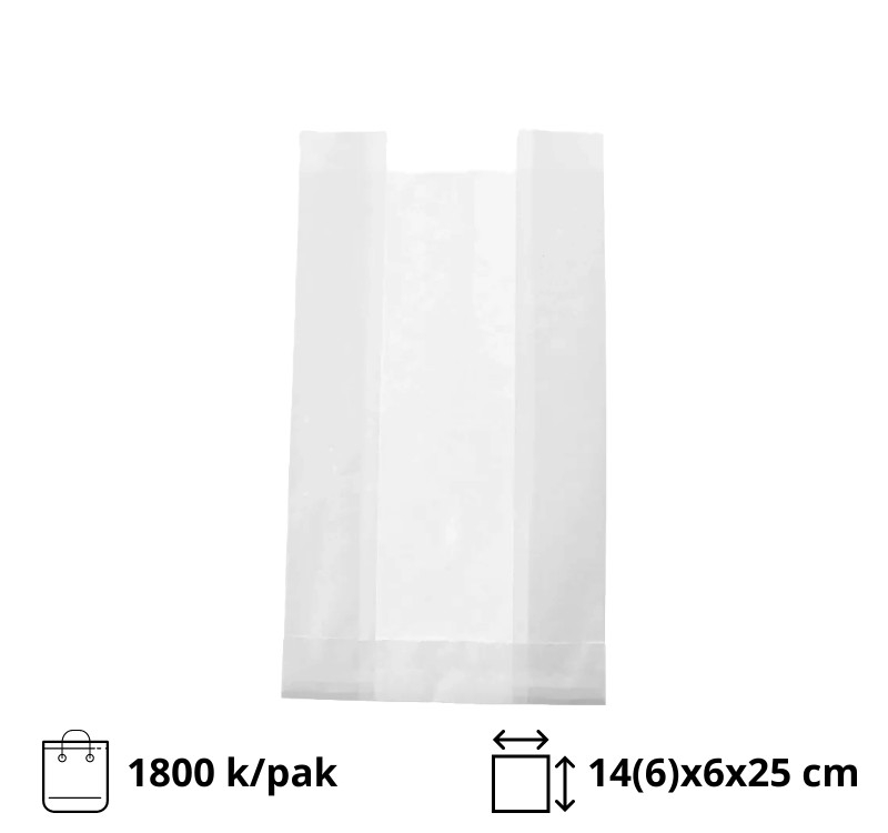 Papirna kesa s prozorom 140(60)х60х250 mm bela [600 kom/pak]
