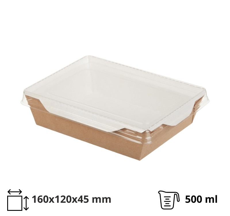Kartonska posuda sa providnim poklopcem ECO OpSalad 500 ml 160х120х45 mm kraft (10 kom/pak) [10 kom/pak]