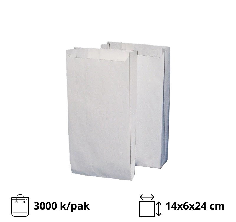 Papirna kesa 140х60х240 mm bela [1000 kom/pak]