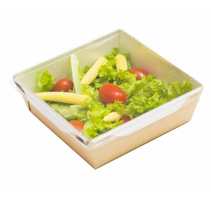 Kartonska posuda sa providnim poklopcem ECO OpSalad 900 ml 150х150х50 mm kraft [50 kom/pak]