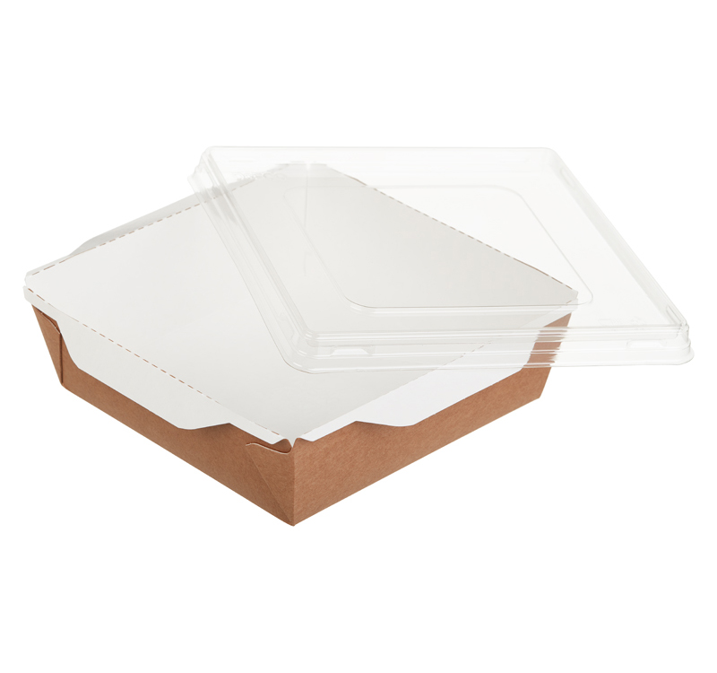 Kartonska posuda sa providnim poklopcem ECO OpSalad 900 ml 150х150х50 mm kraft [50 kom/pak]