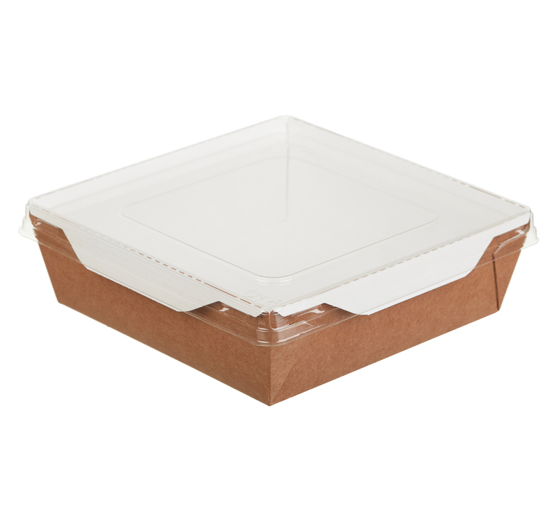Kartonska posuda sa providnim poklopcem ECO OpSalad 900 ml 150х150х50 mm kraft [50 kom/pak]