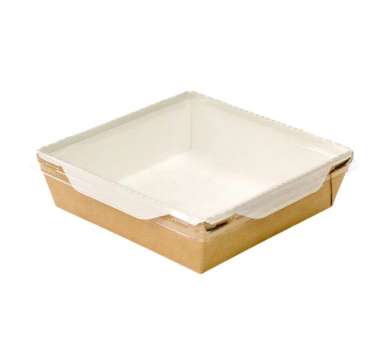 Kartonska kutija sa providnim poklopcem ECO OpSalad 1200 ml 165x165x65 mm kraft [50 kom/pak]