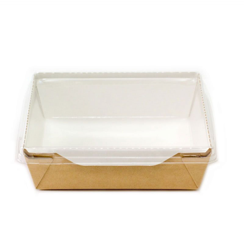 Kartonska kutija sa providnim poklopcem ECO OpSalad 1200 ml 165x165x65 mm kraft [50 kom/pak]
