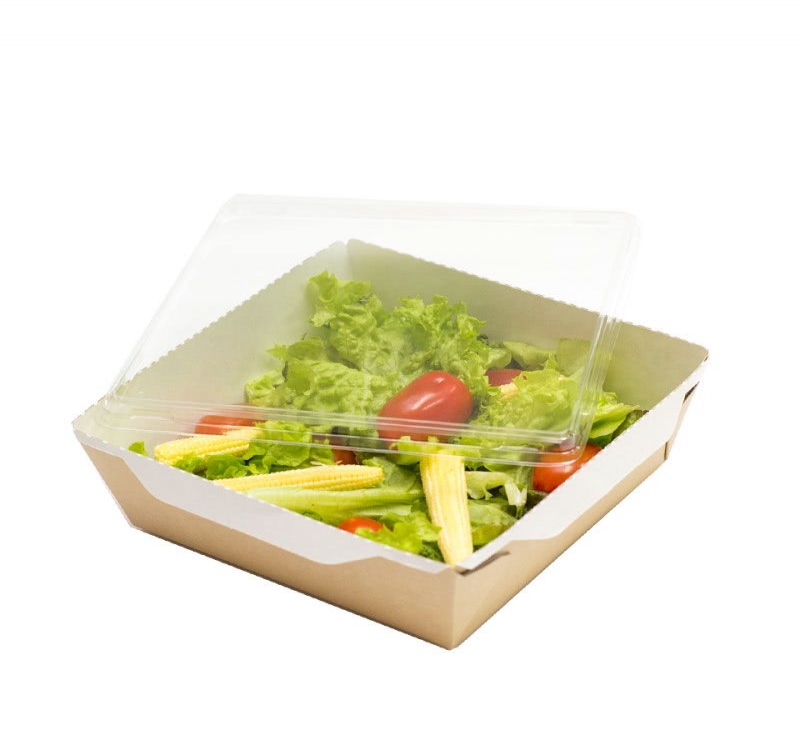 Kartonska kutija sa providnim poklopcem ECO OpSalad 1200 ml 165x165x65 mm kraft [50 kom/pak]
