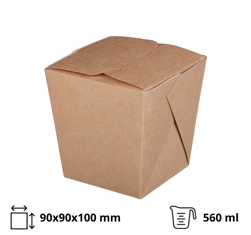 Kartonska kutija za nudle/pastu 560 ml 90х90х100 mm pravougaono dno kraft [420 kom/pak]