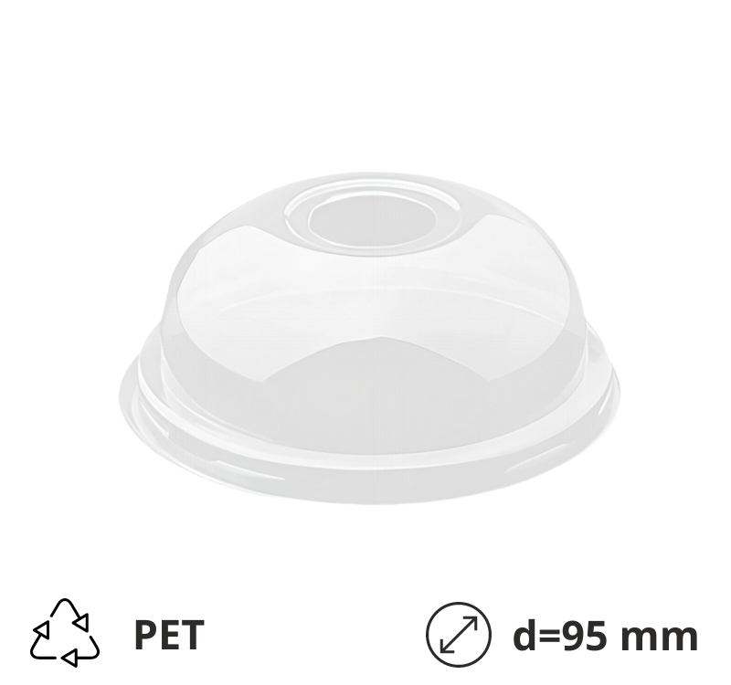 Visoki poklopac PET 270/350/420/500 ml, d=95 mm sa otvorom [50 kom/pak]