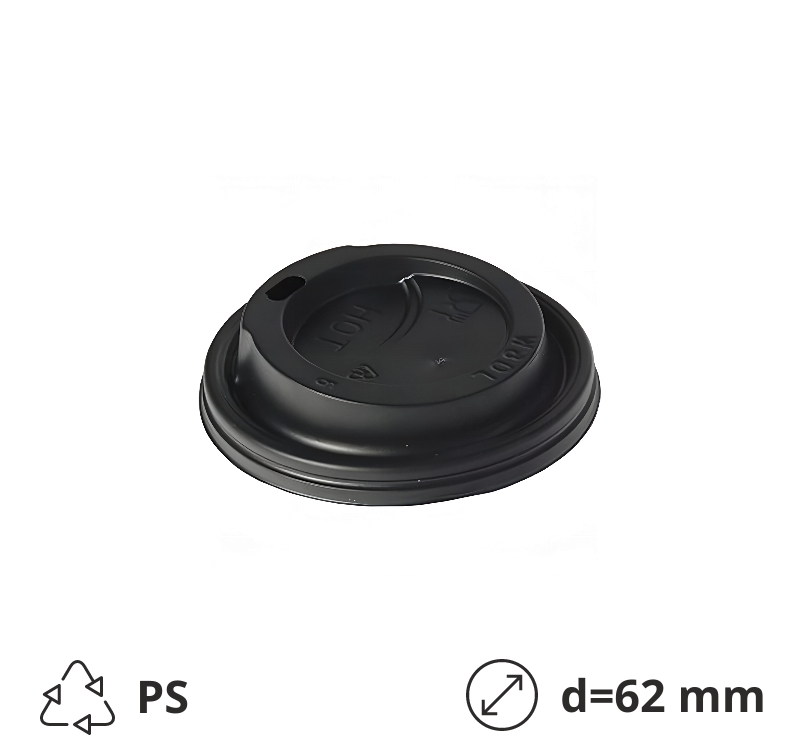 Poklopac sa bočnim otvorom PS d=62 mm crni [100 kom/pak]