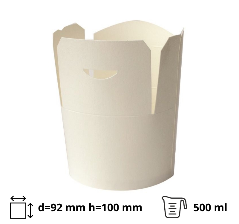 Kartonska kutija za nudle/pastu 500 (650) ml d=92 mm h=100 mm bela [50 kom/pak]