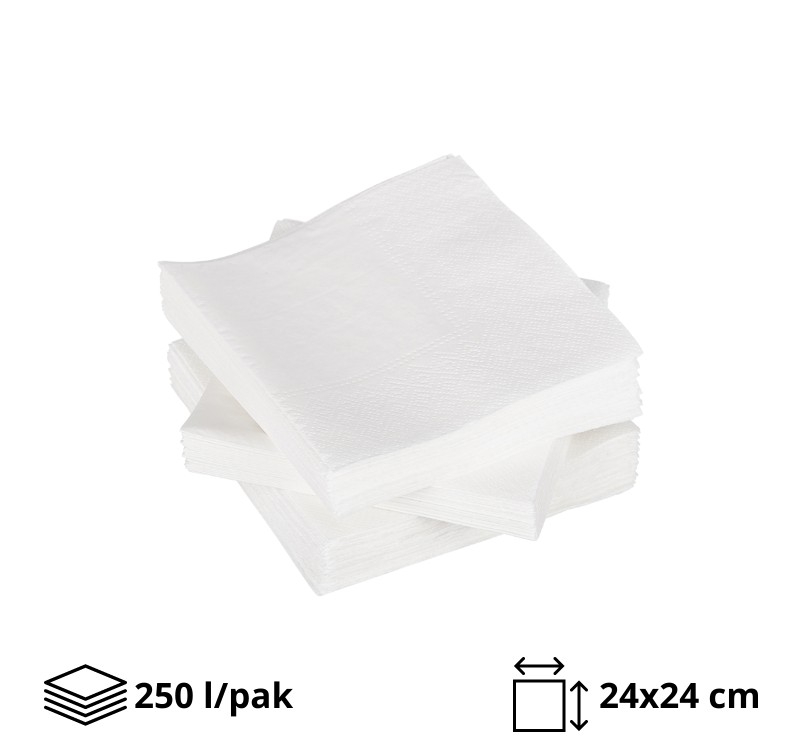 Papirne salvete 2 sl 24×24 cm 250 l/pak bele TaMbien