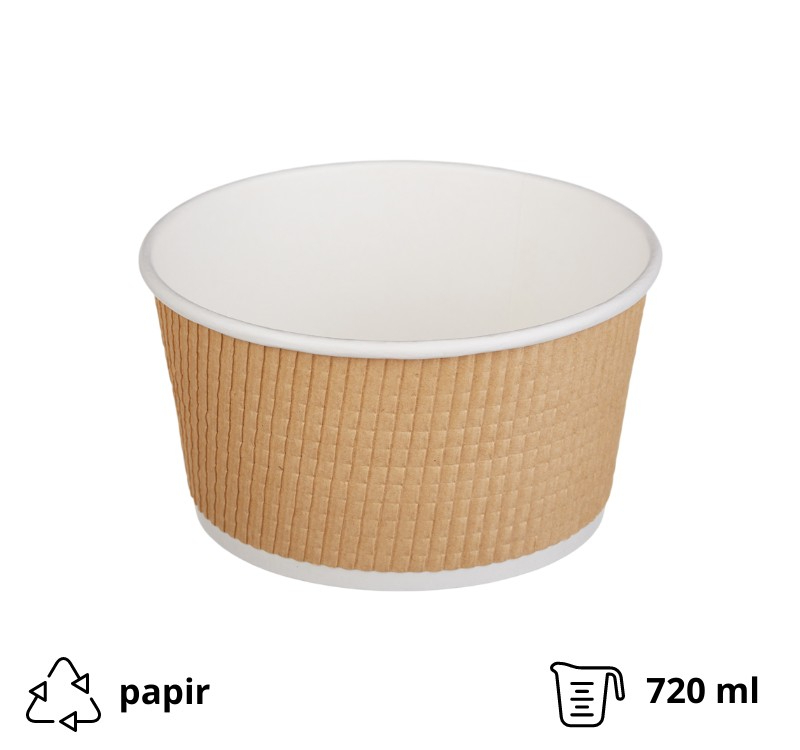 Kartonska posuda Tambien ECO 720 ml d=135 mm h=68 mm gofriran kraft isprekidana linija ( kom/pak) [25 kom/pak]