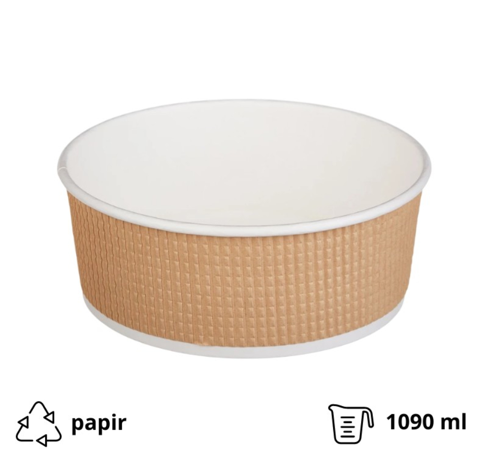 Kartonska posuda Tambien ECO 1090 ml d=166 mm h=65 mm valoviti kraft [25 kom/pak]