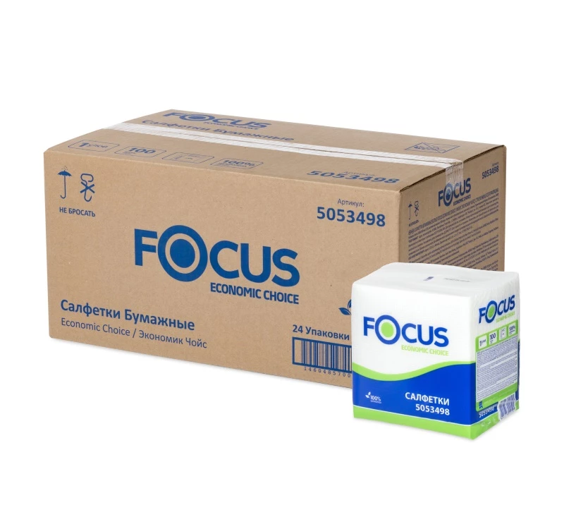 Papirne salvete 1 sl 24×24 cm Focus bele 100 kom/pak