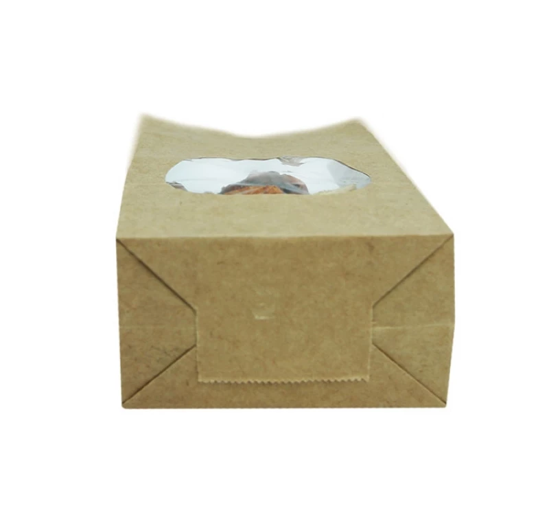 Papirna kesa pravougaono dno sa okruglim prozorom 200х100х60 mm kraft, prozori 7 cm [150 kom/pak]