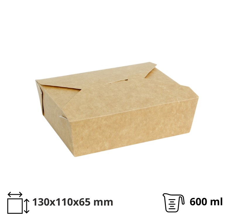 Kartonska kutija Fold Box 600 ml 130x110x65 mm kraft [50 kom/pak]