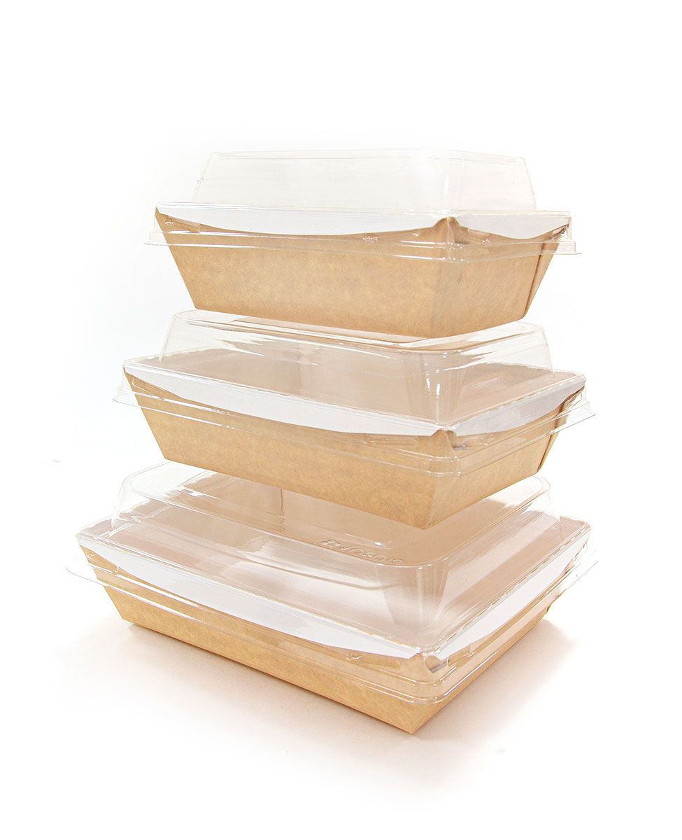 Kartonska posuda sa providnim poklopcem CrystalBox 800 ml 140x180x70 mm, kraft [20 kom/pak]