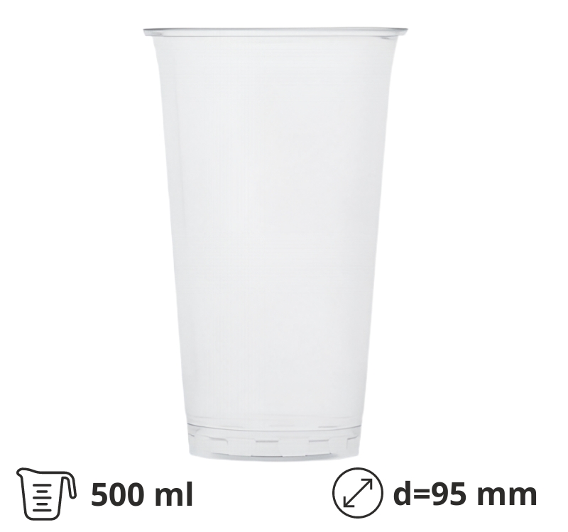 Čaša PET 500 ml d=95 mm providna [50 kom/pak]