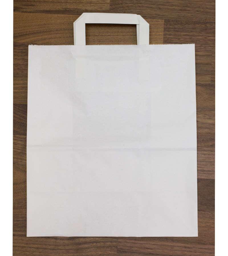 Papirna kesa sa plitkim ručkama 240x140x280 mm bela [150 kom/pak]