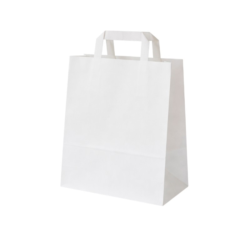 Papirna kesa sa plitkim ručkama 240x150x320 mm bela [250 kom/pak]