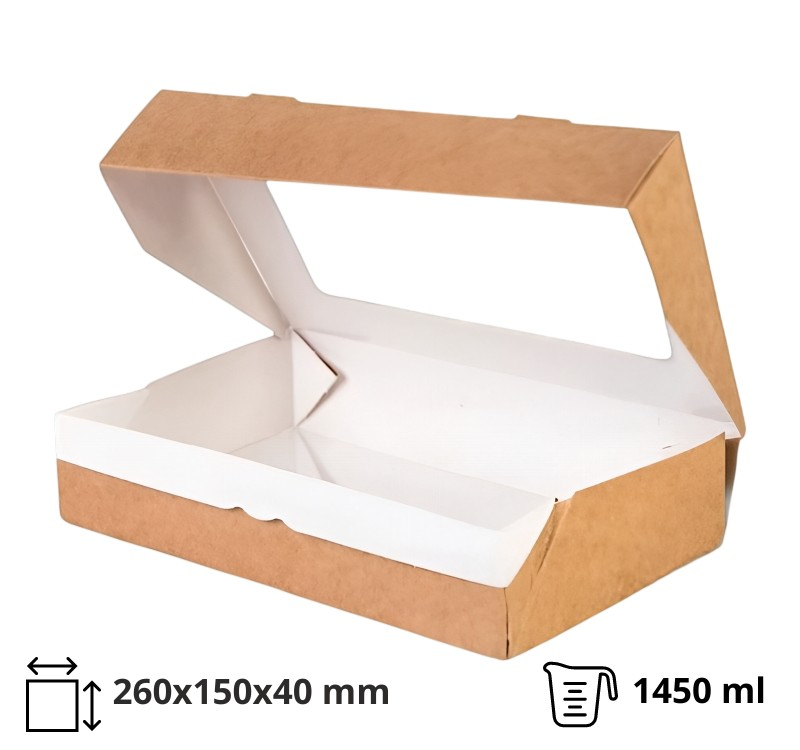 Kartonska kutija sa prozorom ECO TABOX 1450 ml 260x150x40 mm kraft [50 kom/pak]