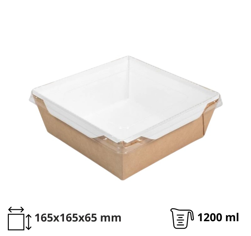 Kartonska kutija sa providnim poklopcem Crystal Box 1200 ml 165x165x65 mm kraft [50 kom/pak]