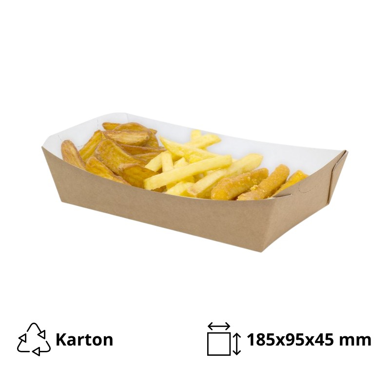 Kartonske posude za pomfrit Kadice 185х95х45mm 500ml kraft [150 kom/pak]