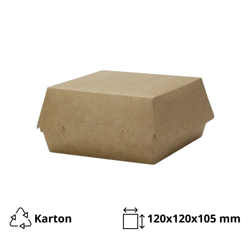 Kartonska kutija za hamburger 120x120x105 mm kraft SaaMi [50 kom/pak]
