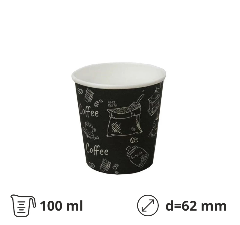Papirna čaša 1-sl 100 ml d=62 mm crna [50 kom/pak]