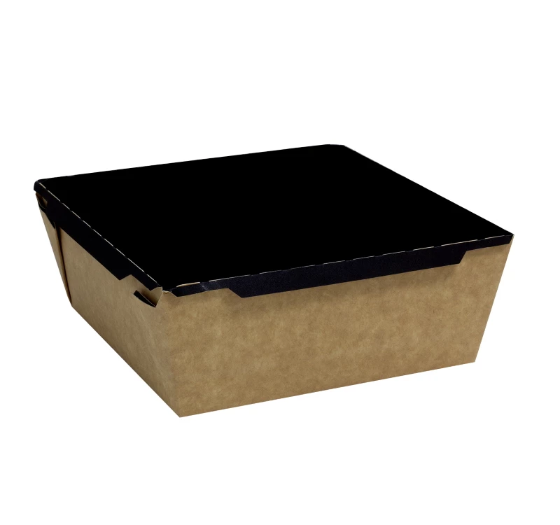 Kartonska kutija sa poklopcem Crystal Box 1200 ml 165x165x65 mm crni/kraft [50 kom/pak]
