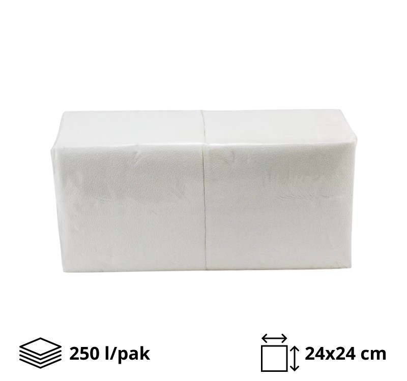 Papirne salvete 2 sl 24×24 250 l/pak Wiloo bele