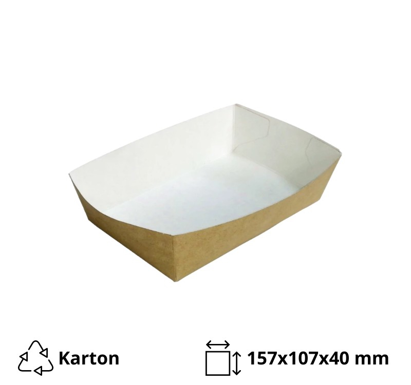 Kartonske posude za pomfrit Kadice Handy Tray 157х107х40 mm 600 ml kraft [45 kom/pak]