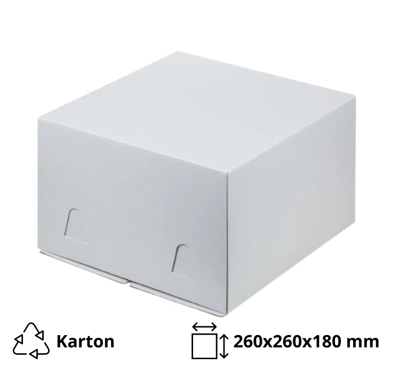 Kutija za tortu bez prozora 260x260x180 mm valoviti karton bela [3 kom/pak]